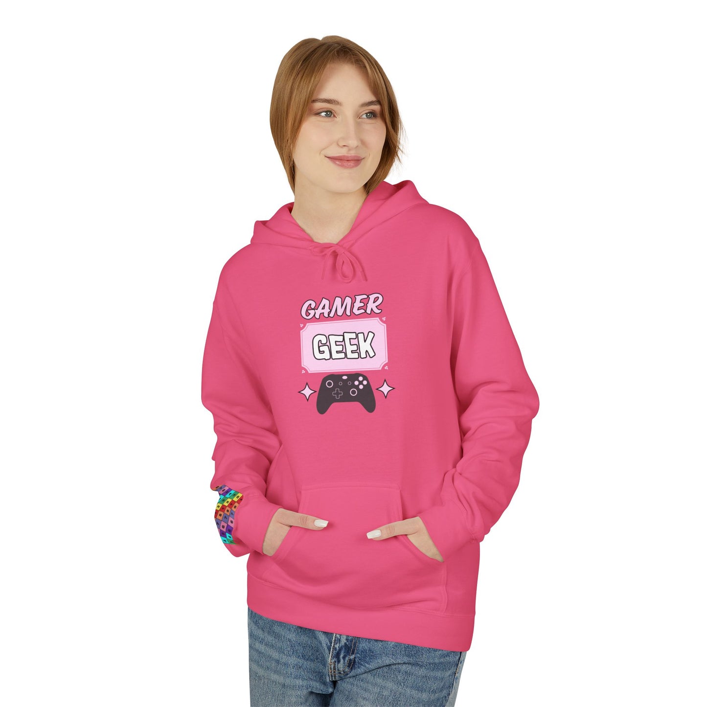 Gamer Geek Pink- Women's Hoodie - Perfect for Gaming Enthusiasts, Cozy Style, Gift for Gamers, Casual Wear, Birthday Present