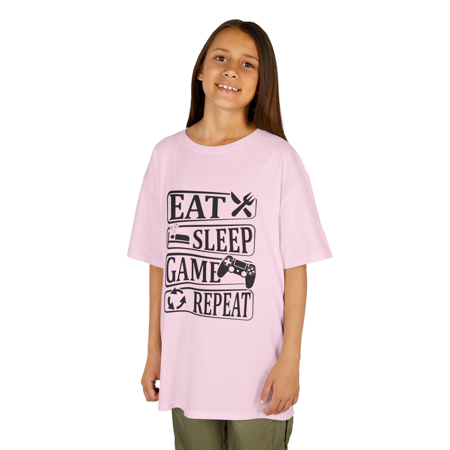 Eat Sleep Game Repeat 2- Kid's T-Shirt