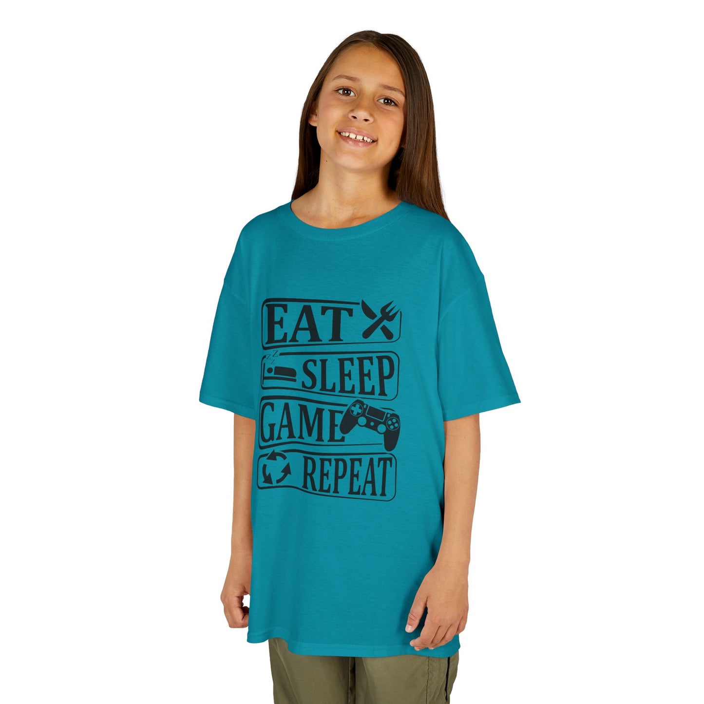 Eat Sleep Game Repeat 2- Kid's T-Shirt