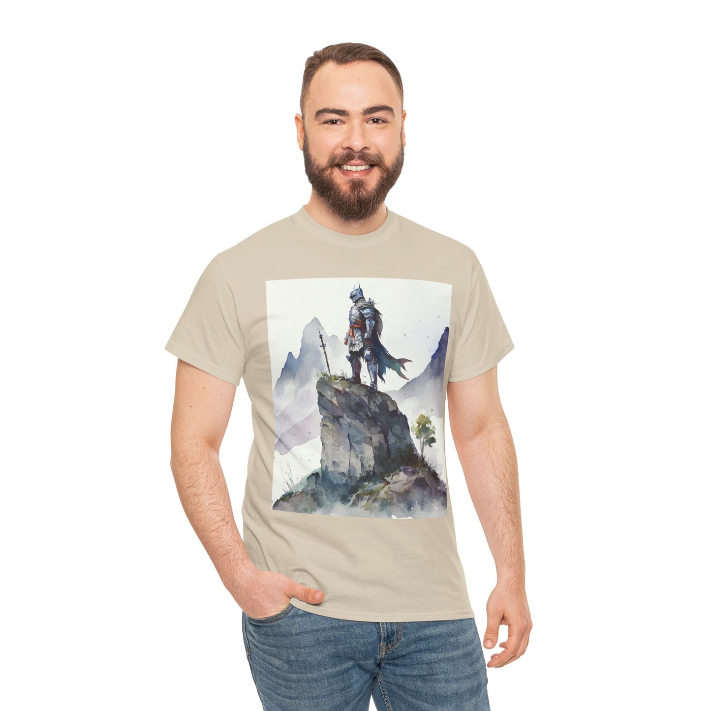 Knight On Cliff- Men's T-Shirt