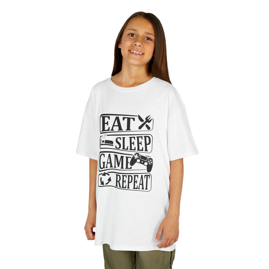 Eat Sleep Game Repeat 2- Kid's T-Shirt